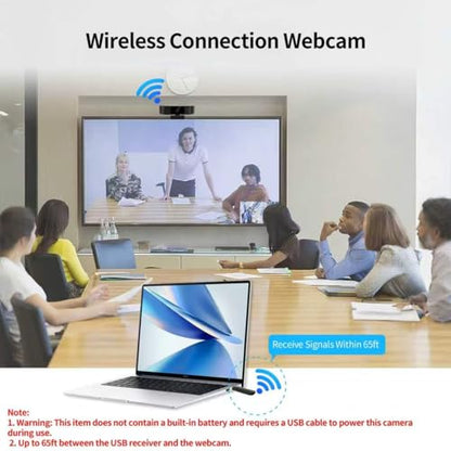 1080P Wireless Webcam for PC, Webcam with Noise-reducing Mic, 92°FOV，360° Rotation, Plug and Play, Wireless Camera Works with Skype, Zoom for Conference meetings, video calls (USB-powered Version) - color: Black