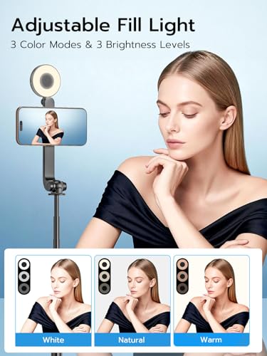 USKEYVISION Vlogging Kit for iPhone, Magnetic Selfie Stick Tripod with Light, Magnetic Microphone & Remote, Content Creator Essentials for YouTube TikTok Video Recording & Live Streaming - size: 49" Magnetic Selfie Stick with Light & Microphone