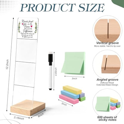 Affrolling Monitor Memo Board with Removable Wooden Base Acrylic Portable Memo Notes Holder Desk Accessories Organizer with 600 Sheets Reminder Notes Office Desk Decor Gift (Appreciation) - style: Appreciation