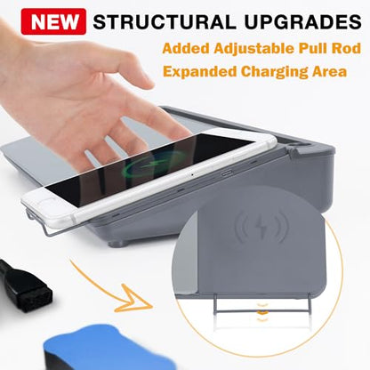 SELEAD Desktop Glass Whiteboard with Wireless Charger Station, Dry Erase White Board Computer Pad Keyboard Stand with Organizer for Home, School, Office Desk Accessories, Gray - color: Grey-wireless Charger