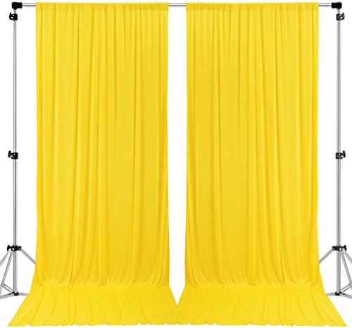 AK TRADING CO. 10 feet x 10 feet Polyester Backdrop Drapes Curtains Panels with Rod Pockets - Wedding Ceremony Party Home Window Decorations - Lemon Yellow - color: Yellow, size: 60"W x 120"L (Pack of 2)
