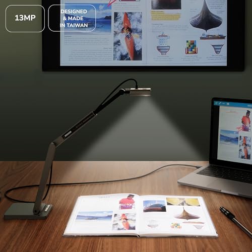 OKIOCAM S2 Pro 13-MP USB Document Camera, Built-in Light & Mic, OKIOPoint Smart Pointer, for PC | Mac | Chromebook, Ultra HD Camera for Live Demo for Web Conference, Remote Teaching