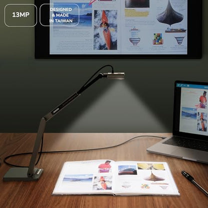 OKIOCAM S2 Pro 13-MP USB Document Camera, Built-in Light & Mic, OKIOPoint Smart Pointer, for PC | Mac | Chromebook, Ultra HD Camera for Live Demo for Web Conference, Remote Teaching