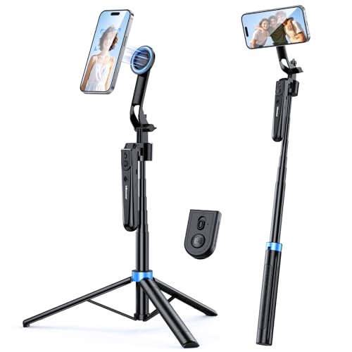 UBeesize 72” Auto Face Tracking Tripod for iPhone, MagSafe Selfie Stick with Remote, 360° Magnetic Phone Stand with Gesture Control for TikTok, Live Stream & Vlogging - size: 72-in