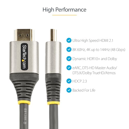 StarTech.com 10FT/3M HDMI 2.1 Cable 8K - Certified Ultra HIGH Speed HDMI Cable 48GBPS - 8K 60 - size: 10 ft