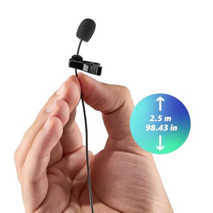 Joby Wavo Lav PRO Professional Lavalier Microphone Omnidirectional Wearable with Pro-Grade Miniature Capsule, for Cameras, Easy Clip-On System, Vlogging, Live Streaming, 2.5 m Long Cable, Black - style: Wavo Lav PRO