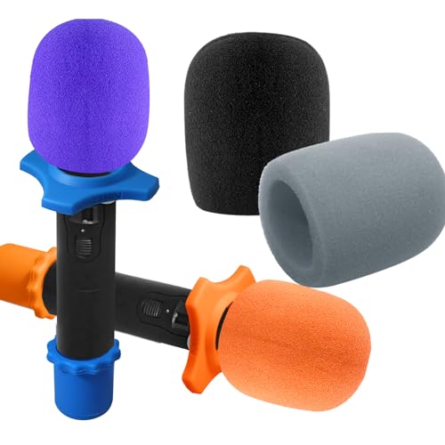Bonsicoky 4 Set Microphone Protection Foam Mic Cover - Including 4 Pcs Foam Microphone Windscreen Cover - 4 Pcs Silicone Rings - 4 Pcs Bottom Rod Sleeve Holder - size: 4 Set