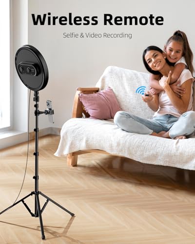 Weilisi Large Ring Light with Stand, 72“ Tripod with Ring Light, 6500K Full-Screen Ringlight Tripod for iPhone with Phone Holder, Selfie Light for Makeup, Barber, Video Recording, Photography