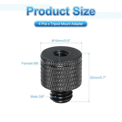PATIKIL Tripod Screw Adapter M6 Female to 3/8 Male, 4 Pcs Tripod Nut Connectors Camera Mount Screw Camera Double Head Converter for Microphone Holder Magic Arms Accessories, 20 mm - size: M6 Female to 3/8 Male,20 mm