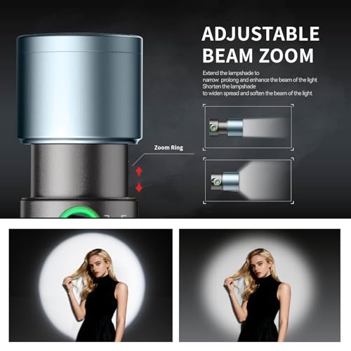 PHOTOOLEX RGB Photography Flashlight, 10W Fill Light, Studio Spotlight | 8400mAh/4 Colors/CRI96+/20 Aluminum Gobos/Portable/Silicone Diffuser, for Creating an Photo Atmosphere, Content Creation