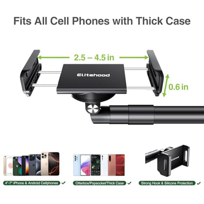 elitehood Floor Phone Stand Overhead Video Recording, 360 Degrees Swivel Tilt Adjustable iPhone Stand for Bed, Chair, Desk, Floor Phone Holder Compatible with iPhone 15, 14, 13, 12, Android Phone - style: Floor Stand