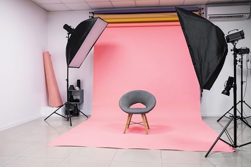 Denny Manufacturing - Seamless Paper Backdrop for Photography, Pink Seamless Paper Roll - Light Pink (86 in x 36 ft) Includes Free Roll Black Gaffer Tape (2 in x 13 ft) - color: Light Pink, size: 86 in x 36 ft