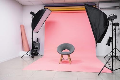 Denny Manufacturing - Seamless Paper Backdrop for Photography, Pink Seamless Paper Roll - Light Pink (86 in x 36 ft) Includes Free Roll Black Gaffer Tape (2 in x 13 ft) - color: Light Pink, size: 86 in x 36 ft
