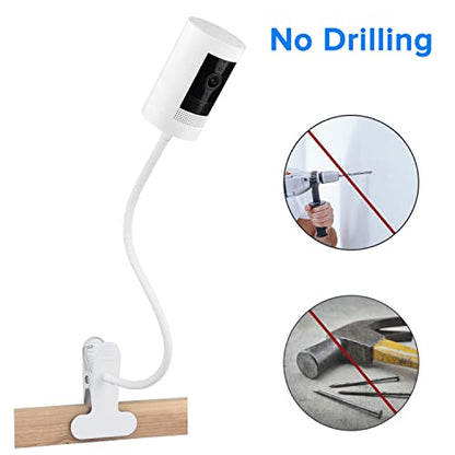 2Pack Clamp Mount for Stick Up Cam & Outdoor Cam Plus, Flexible Gooseneck Mounting Bracket to Attach Your Camera Anywhere with No Tools - White