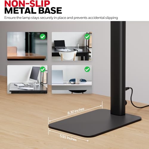Honeywell LED Desk Lamp with Base - HJ1BK Sunturalux Eye-Caring Architect Desk Lamp for Home Office, 1200LM Computer Desk Light 4 Color Modes Stepless Dimming Task Desk Light with Timer Function Black - style: Black Base