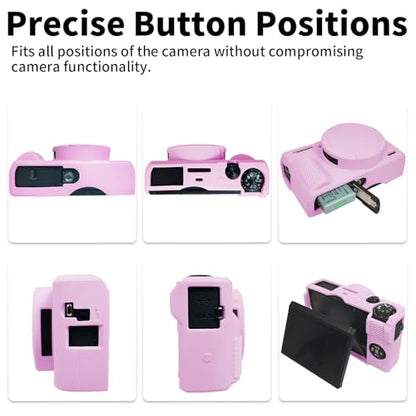 G7X Mark III Case, Protective Case for Canon Powershot G7X Mark III Digital Camera, Removable Lens Cover Silicone Sleeve Soft Camera Cover Rubber Protective Body Skin- Light Pink - color: Light Pink