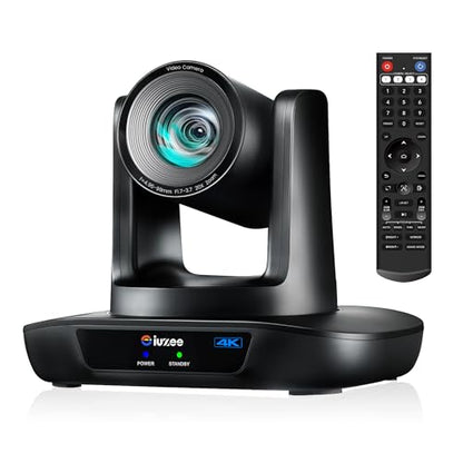 4K UHD PTZ Camera AI-Auto Tracking, 20X Optical Zoom, USB3.0/HDMI/LAN PoE, IP Live Streaming, PTZ Conference Room Camera for Church Services Education Conference Events, Work with YouTube OBS - color: Black