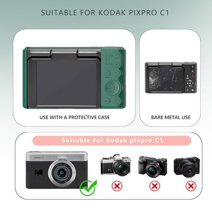Case for Kodak PIXPRO C1 accessories,Soft Silicone Protective Case,Comes with 2 Screen Protectors and 1 Wrist Strap - Dark green - color: Dark green