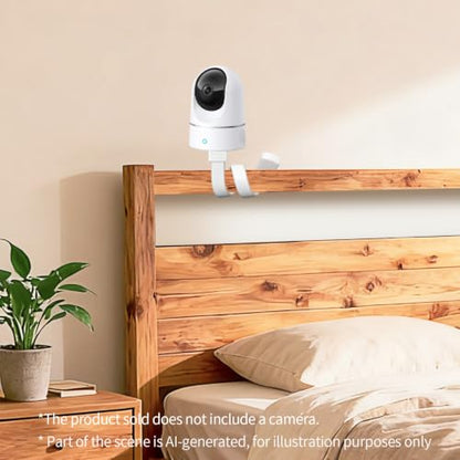 Flexible Clip Mount for Ring Security Camera | Indoor Outdoor Camera and Other Cameras with 1/4 Threaded Hole No Tools or Wall Damage, White