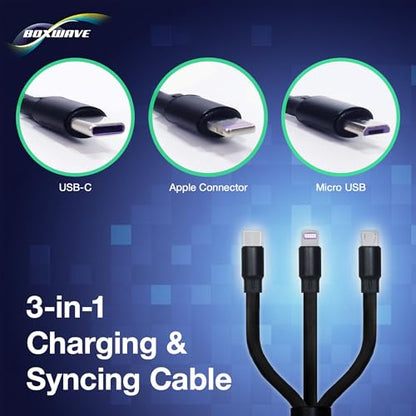 BoxWave Cable Compatible with Viltrox Touchscreen On-Camera Monitor (6 in) - AllCharge PD miniSync (100W), Retractable High-Speed Charging Portable USB Cable - Jet Black
