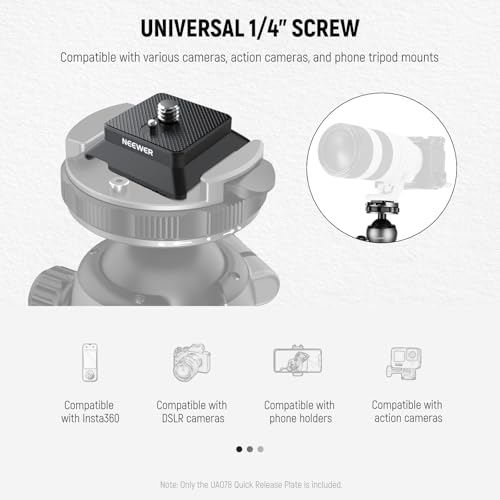 NEEWER Arca Type Quick Release Plate with 1/4" Screw, Camera Tripod Mount Adapter QR Plate Accessory Compatible with DJI RS Series Gimbal Stabilizer Action Camera Phone Cage, UA078 - style: UA078