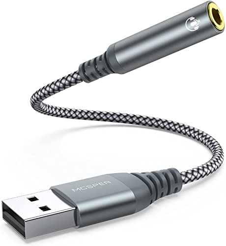 MCSPER 2-Pack USB to 3.5mm Jack Audio Adapter,External Sound Card USB-A to Audio Jack Adapter with Aux Stereo Converter Compatible with Headset, Desktops, PC Windows,Laptop Mac,Linux,and More Device - size: 2 Pack