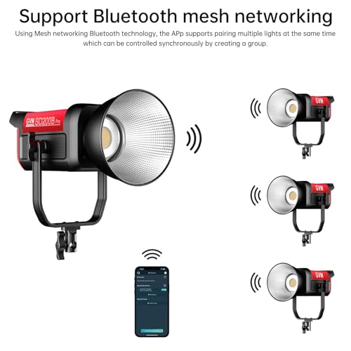 GVM LED Video Light Studio, 200W Studio Light Continuous Lighting Kit for Bluetooth Mesh Network/DMX Control, 45400lux/1m Photography Lighting Kit with Video Recording,12 Lighting Effects - size: 200W