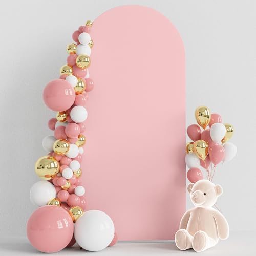 Wokceer 6FT Wedding Arch Cover Spandex Fitted Wedding Arches Stand Covers Round Top Blushing Pink Chiara Arch Cover for Birthday Party Ceremony Banquet Decoration - color: Blushing Pink, size: 6 FT