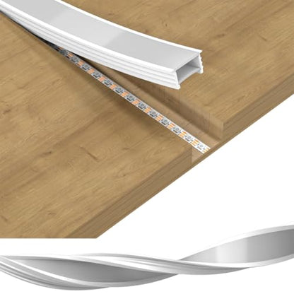 BTF-LIGHTING Silicone LED Channel System 16.4Ft for ≤30mm Width LED Strip | Flexible LED Neon Rope Channel Diffuser, Spotless Milky White Cover for Kitchen Cabinet, Rooms, and Patio(No LED Strip) - size: 16.4FT, style: 30X20mm