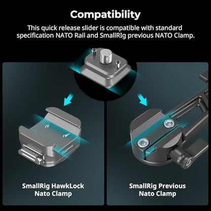 SmallRig HawkLock H21 QR Mount Plate Dual-Directio NATO Rail | Anti-Deflection 1/4"-20 Screw, holds up to 11lb for cameras, monitors, action cameras