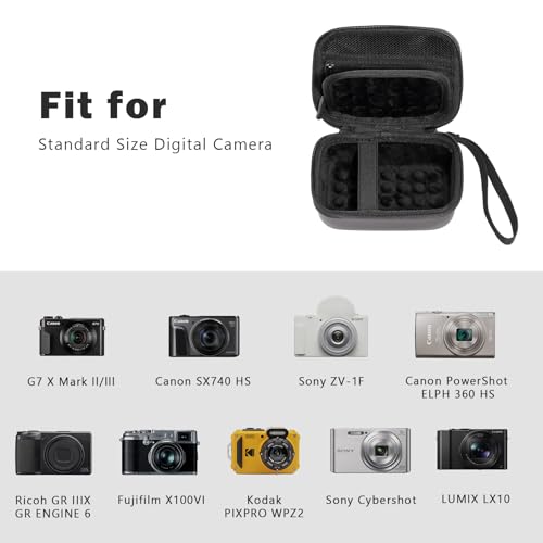 ProCase Hard Shell Digital Camera Case for Canon G7X Mark III, Sony Cybershot, PowerShot SX740, Ricoh GR III, Kodak Pixpro, Compact Small Cameras Travel Carrying Storage Bag Fathers Day Gift-Black - color: Black