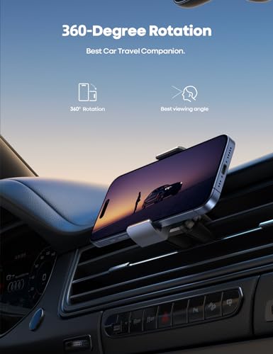 Lamicall Car Cell Phone Mount, Air Vent Clip Holder, Universal Stand Hands Free Cradle Compatible with Phone 12 Mini 11 Pro Xs Xs Max Xr X 8 7 6 6s Plus SE and Other 4.7-6.5'' Smartphones - Gray - color: NEW Upgraded - Gray