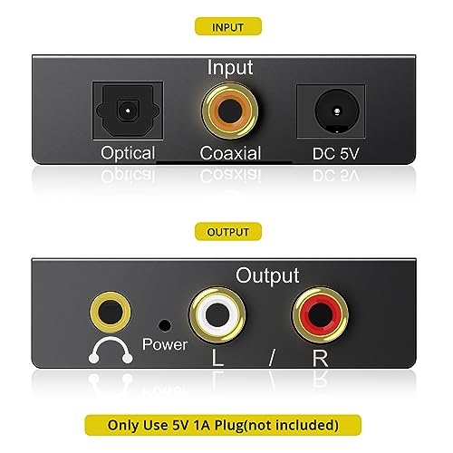 PROZOR 192KHz Digital to Analog Audio Converter DAC Digital Optical to RCA Analog L/R Converter, SPDIF Toslink Optical to 3.5mm Jack Adapter for PS3 HD DVD PS4 Amp Apple TV Home Cinema -Aluminum Alloy - size: Aluminum Alloy Shell, style: 2.0CH PCM