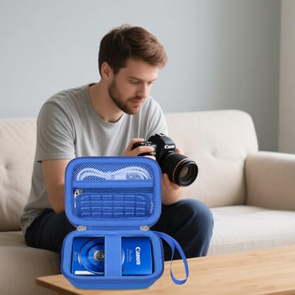 Elonbo Carrying Case for Canon PowerShot ELPH 360 HS A/ 360 HS/ 360/ IXY 650 Digital Camera, Canon PowerShot ELPH 330/190/160/115/130/110 Camera Hard Travel Bag, Mesh Pocket fits Battery Cable, Blue - color: Blue