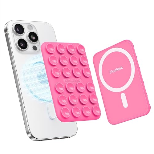 Klearlook Magnetic Suction Phone Mount for MagSafe Case, Removable Sticky Phone Grip Holder for Hands-Free Makeup/Selfie/Live Streaming/Vlog for TikTok & Instagram Influencer/Creator, Hot Pink - color: Hot Pink