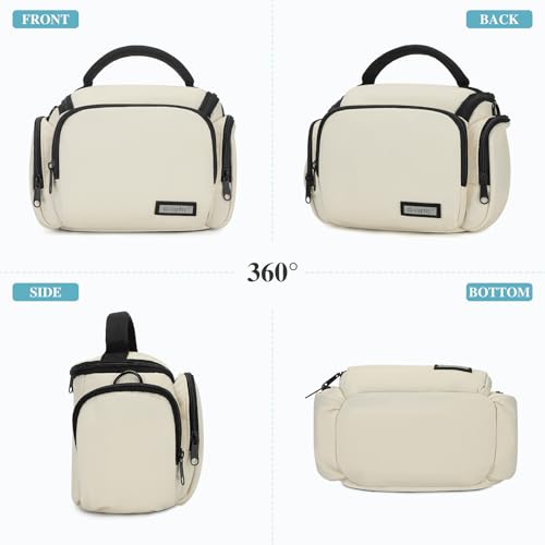 G-raphy Camera Bag Case Compact Lightweight Shoulder Crossbody Sling Photography Bags for Nikon Canon Sony DSLR SLR Mirrorless with Removal Straps (Beige) - color: Beige