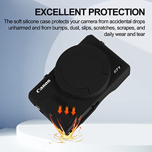 Easy Hood Case for Canon Powershot G7 X Mark III Digital Camera, Soft Silicone Protective Cover with Removable Lens Cover for Canon Powershot G7X Mark III DSLR Camera (Black) - color: Black