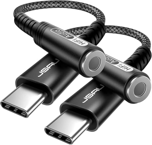 JSAUX 2-Pack USB Type C to 3.5mm Female Headphone Jack Adapter, USB C to Aux Audio Dongle Cable Cord Compatible with iPhone 17 Pro Max/16 Pro/15 Plus/15, Samsung Galaxy S23/S22, iPad Pro, Pixel -Black - color: Black, size: 2 x 0.6ft