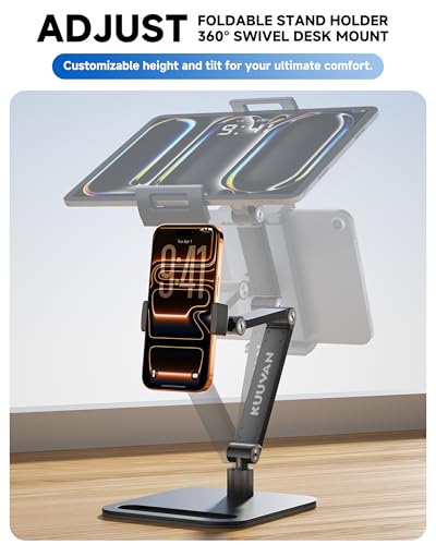 Portable Monitor Stand for 15.6'',17.3'', Tablet Stand Holder for iPad | Aluminum Alloy Foldable Arm Mount with 360° Swivel, Desk Holder Compatible with 4.7-17.3inch Tablet iPad Pro : Electronics