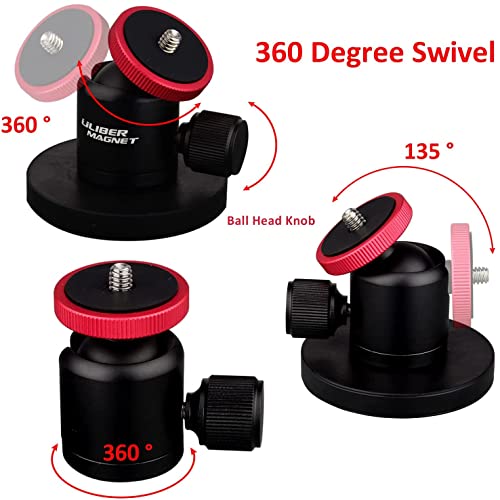 ULIBERMAGNET 60lb Magnetic Camera Mounting Base with Mini Ball Head, Super Strong Rubber Coating Neodymium Magnet with 1/4’’-20 Male Thread Stud for Security Camera. - style: 2.59INCH Magnetic Camera Mounts