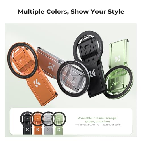 K&F CONCEPT 7mm 59g Magnetic Phone Stand, Foldable Selfie Stick for iPhone, Dual-Sided Magnets Mini Tripod Pocket Cell Phone Stand with Hook, Compatible with iPhone 17-12 Series Android Phones - color: Green