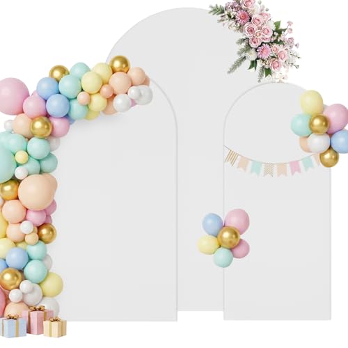 White Arch Backdrop Cover, 7.2FT,6.6FT,6FT Spandex Balloon Arch Cover for Backdrop Stand, Thick Wrinkle-Free Double-Sided Fabric Stretchy Background for Baby Shower, Wedding, Birthday Party Decoration - size: 7.2FT,6.6FT,6FT
