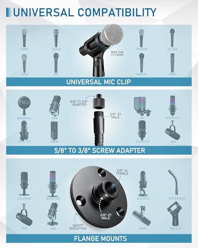Microphone Stand - 9-INCH Heavy-Duty Flexible Gooseneck Desktop Mic Stands Holder with Flange Mount Base for Lectern Podium Podcast Meetings Lectures Streaming Gaming Studio - size: 9-INCHS