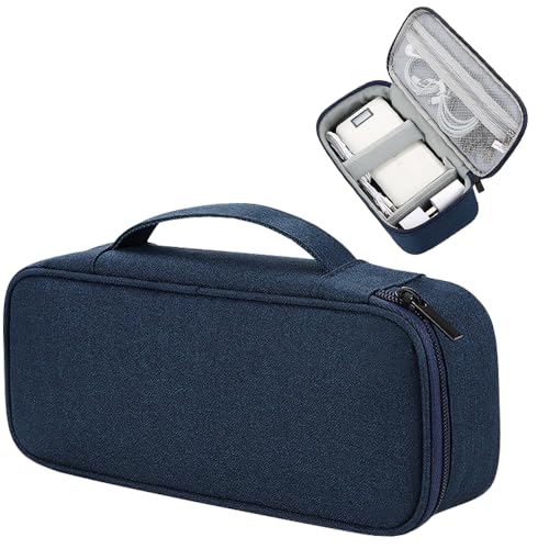 Teskyer Tech Organizer Pouch – Portable Waterproof Electronics Bag with Compartments for Cables, Chargers, Earbuds & Phone (Navy Blue) - color: Navy Blue, size: Single Layer