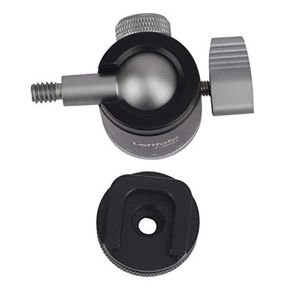 Camera Tripod Mini Ball Head Adapter 360 Degree Rotatable Pan 90°Tilt with Cold Shoe Mount with 1/4" Screw for DSLR Cameras Cell Phone Tripods Monopods Camcorder Light Stand Speedlight Quick Release