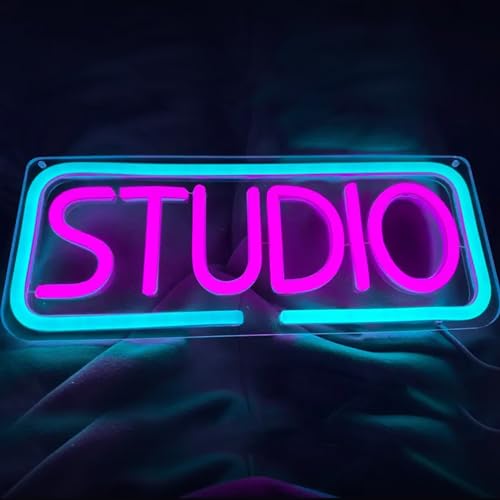 Studio Neon Sign, Music LED Sign Light, USB Powered Dimmable Light Up Sign For Recording Room, Music Studio, Streaming, Party, Club, Podcast Wall Decor Gift - color: Studio(15")