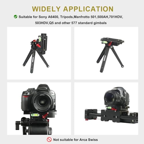 UTEBIT P200 Quick Release Plate, Compatible with Sony A6400 Manfrotto Only | Aluminum Alloy Camera Tripod Base Plate with 1/4" and 3/8" Screw Hole, Black