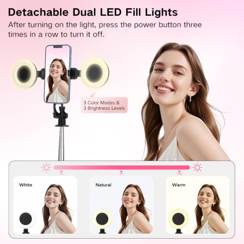 Content Creator Vlogging Kit,70inch Selfie Stick Tripod with Light and Wireless Microphones,Content Creator Essentials for iPhone/Android,Phone Tripod for Tiktok &YouTube Starter Kit