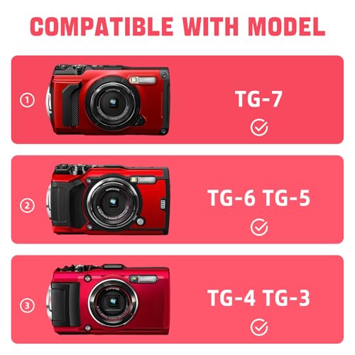 Camera Case for Olympus Tough TG-7 / OM System TG-6 / TG-5 / TG-4 Waterproof Digital Camera - Blackred (CASE ONLY) - color: Blackred