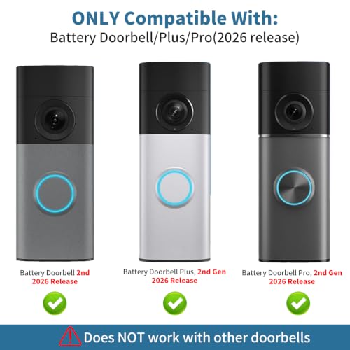 Adjustable 360 Degree Doorbell Angle Mount Compatible with Battery Doorbell/Pro/Plus 2nd Gen(2026 release), Doorbell Camera Door Mount Wedge Kit for House